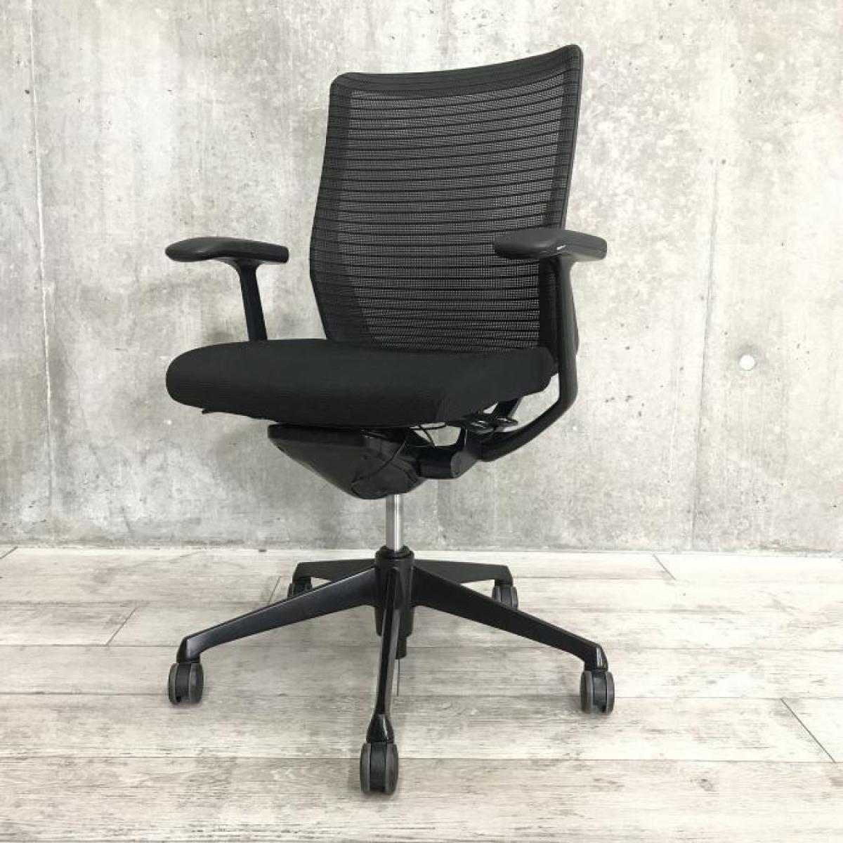 中古】コーラルメッシュ オカムラ/okamura 肘付ハイバックチェア 