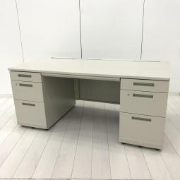 【W1600の広めなサイズ　引出し7つの大容量タイプ！　役員用・上長用におススメ！】■コクヨ（KOKUYO）　MX+シリーズ　■両袖机　W1600×D700×H700㎜　　■鍵付き　シリンダー錠　■ニューグレー【関東倉庫在庫品】【弊社使用欄：A01056674】【CU】