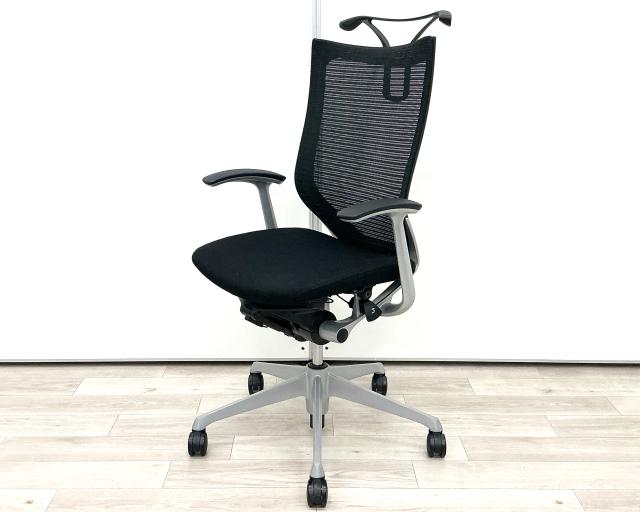 【中古】バロンメッシュチェア  オカムラ（okamura） 肘付ハイバックチェア