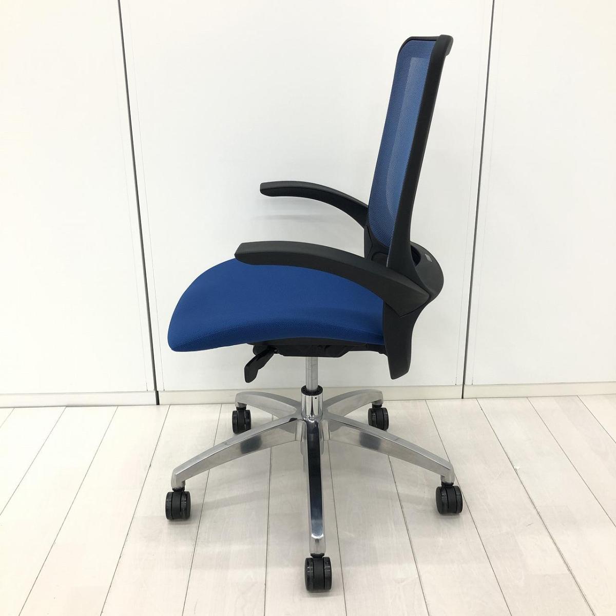 中古品　カウンターチェア　ブルー① 中古】 JC-MC9211AF BU クロガネ 肘付ハイバックチェア 597953 - 中古