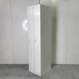 【コンパクトサイズの2人用ロッカー！個人の荷物・貴重品の管理にオススメ！】■イトーキ(ITOKI)製　クローレシリーズ　2人用更衣ロッカー　縦型ロッカー　W455×D515㎜　■シリンダー錠　■ホワイト
