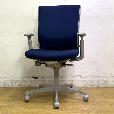 【在庫入替セール】オカムラ エスクード ハイバックモデル 背クッション アジャストアーム ダークブルー×グレーシェル【愛知・名古屋・豊田・静岡・浜松】