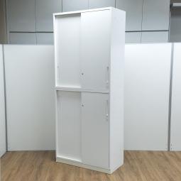 コクヨ製 エディア ホワイト W900xD450xH2160サイズ 2枚引き シリンダー 手狭オフィスで大活躍! 導線を確保できる上下引き違い書庫セット! ハイキャビネット 上下引き違い 上下書庫セット!!