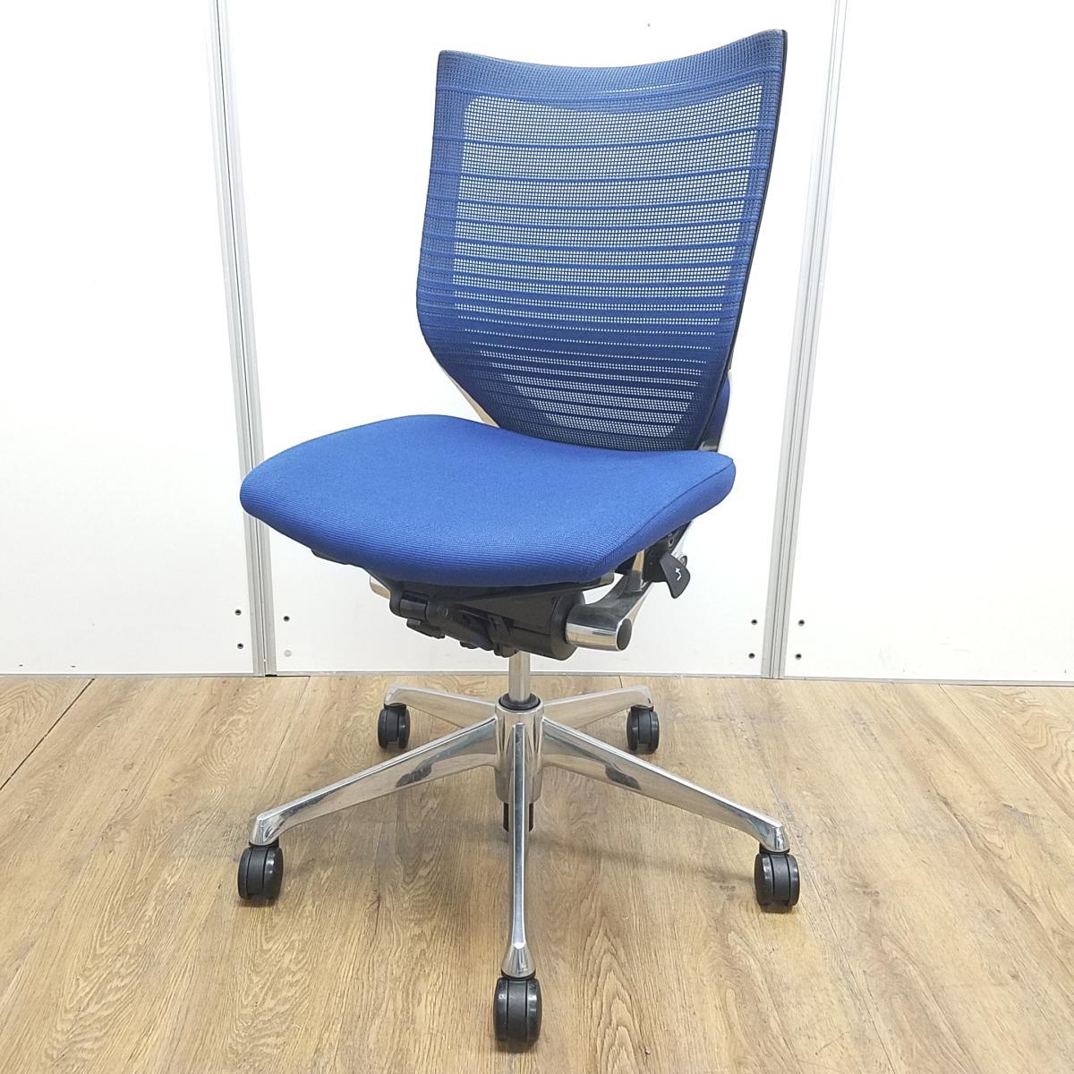 【okamura】オカムラ バロンチェア メッシュ ネイビー 肘付 中古】バロンチェア オカムラ/okamura 肘無ローバックチェア 598941