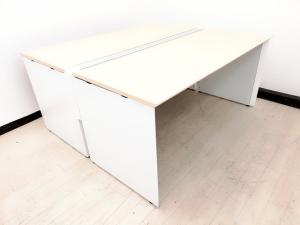 【関西倉庫入荷】■コクヨ（KOKUYO）　ワークヴィスタ（Workvista） フリーアドレスデスク　■W2000×D1400×H720㎜　■ライトナチュラル×ホワイト脚　【4名での使用に最適な幅2000mm！】