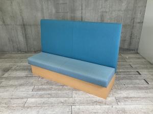【レイアウト次第でオフィスのあらゆるシーンで活躍！ミーティングブース、休憩スペースなどに】■ 3人用ソファ　ロビー　■ハイバック　■W1800 × D600 × H1200 mm　■ブルー　【ABW商材】【関東倉庫在庫品】【弊社使用欄：A01082124】