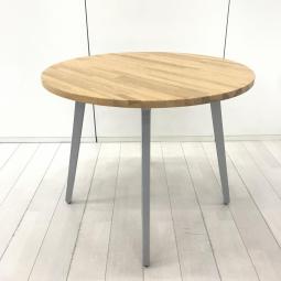 【在庫入替セール品】希少/オススメ/レア　ウチダ(UCHIDA)製　レムナ(LEMNA)シリーズ　丸テーブル　W900×H720㎜　■4本脚：シルバーメタリック　■天板：ナチュラルファインウッド