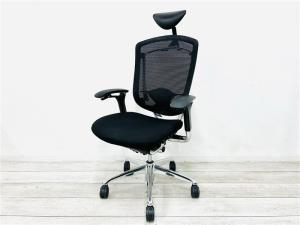 【定価約20万円以上】【世界で認められた革新的タスクチェア！人間工学に基づいた快適な座り心地を実現！】■オカムラ（okamura）製　コンテッサ（Contessa）チェア　肘付　ハイバック　背面メッシュ　■可動肘・ランバーサポート・ヘッドレスト付き　■ブラック