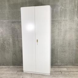 【カギ作成可能！】【A4ファイルも沢山収納可能！ホワイトカラーの人気シリーズ両開き書庫！】■イトーキ（ITOKI）製　シンライン（THIN LINE）　両開き書庫　ハイキャビネット　■ホワイト　■シリンダー錠