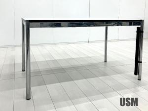 USM Haller / USM ハラー ハラーテーブル W1250 パールグレーラミネート 配線カバーあり