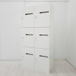 【フリーアドレス化オフィスに必須！　鍵の持ち歩き不要のダイヤル錠ロッカー！】■オカムラ（okamura）製　ピクスラインシリーズ　6人用パーソナルロッカー　■ダイヤル錠　投函口付き　■ホワイト【HU】【関東倉庫在庫品】【弊社使用欄：A01055976】