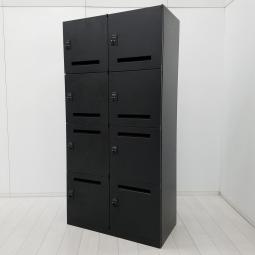 【フリーアドレスのオフィスにオススメ！鍵の持ち歩き不要なダイヤル錠タイプ！】■オカムラ(okamura)製　レクトライン(Rectline)シリーズ　8人用ロッカー　パーソナルロッカー　■投函口有り　■ダイヤル錠　■ブラック【HU】【関東倉庫在庫品】【弊社使用欄：A01067715】