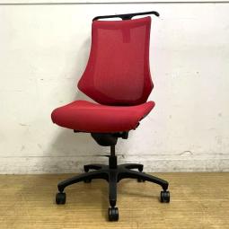 【在庫入替セール】イトーキ　エフチェア　肘無しモデル　ハイバック（プレーンメッシュ）　ラズベリーレッド×ブラック【愛知・名古屋・豊田・静岡・浜松】