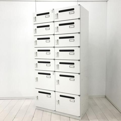 【省スペースに多人数分ご利用頂けます!】2列・薄型5段・厚型2段収納 メールボックス付 ダイヤル錠 ホワイト 非常解除キー無 メールロッカー モバイルロッカー
■イトーキ/シンライン(THIN LINE)/ホワイト 14人用ロッカー