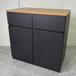【在庫セール品：1台限定】【T7】■イトーキ(ITOKI)製　ノットワーク(knot  work)シリーズ　キッチンキャビネット　収納キャビネット　■ブラック　■天板：ナチュラル【限定1台のレア入荷！　木目天板とブラックのデザイン性の高いキッチンキャビネット！】