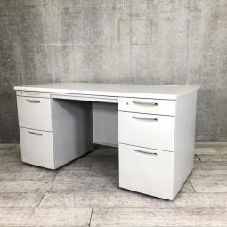 オカムラ製　SD-Vシリーズ　上長様におすすめ　W1400　ニューグレー　両袖机！！※一部、部材欠けあり