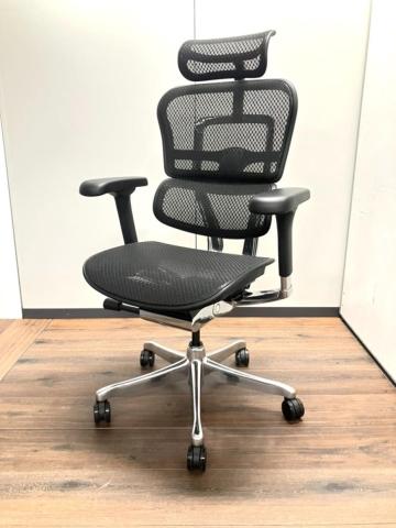 【限定1脚】中古では珍しいヘッドレスト付き ■エルゴヒューマンプロ2 大型独立ランバーサポート ヘッドレストつき 可動肘 ブラック メッシュチェア