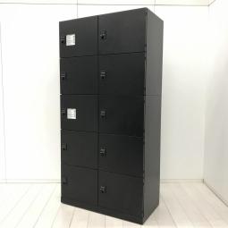 【コレ1台で10人分の収納力！省スペースに多人数分！】■オカムラ（okamura）製　10人用パーソナルロッカー　■W900 × D450 × H1810 mm　■ダイヤル錠　■ブラック【2607】【A01078193】