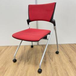 【7脚入荷】会議室で大活躍！使い終わった後も省スペースで収納可能！イトーキ　マノス　レッド　キャスター　収納　会議　ミーティング【倉庫在庫品】
