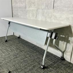 ★在庫入替セール品★【中古】藤沢工業（TOKIO） フォールディングテーブル NTA-N1860 WH ホワイト W1800 D600 H720 が値下げされました！　平行スタッキング対応の大型会議テーブル｜会議・研修・セミナーに最適｜中古オフィス家具をお探しならオフィスバスターズ福岡博多店へお気軽にお問い合わせください！