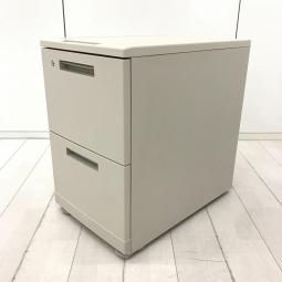 【デスク下の収納・書類管理に！A4ファイルが2段分収納可能！希少な2段ワゴン！】■コクヨ(KOKUYO)製　MX+シリーズ　2段ワゴン　デスクインワゴン　H610㎜　■キャスター付き　■シリンダー錠　■グレー
