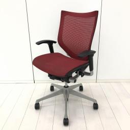 【在庫入替セール品！（本在庫限定価格）】【上質な座り心地を体感できる高級メッシュチェアー！人間工学に基づいた快適設計で身体にやさしくフィット！】■オカムラ（Okamura）製　バロン（Baron）チェア　ローバック　可動肘付　■座面、背面共にメッシュ　■レッド【弊社使用欄：A01068093】【HU】