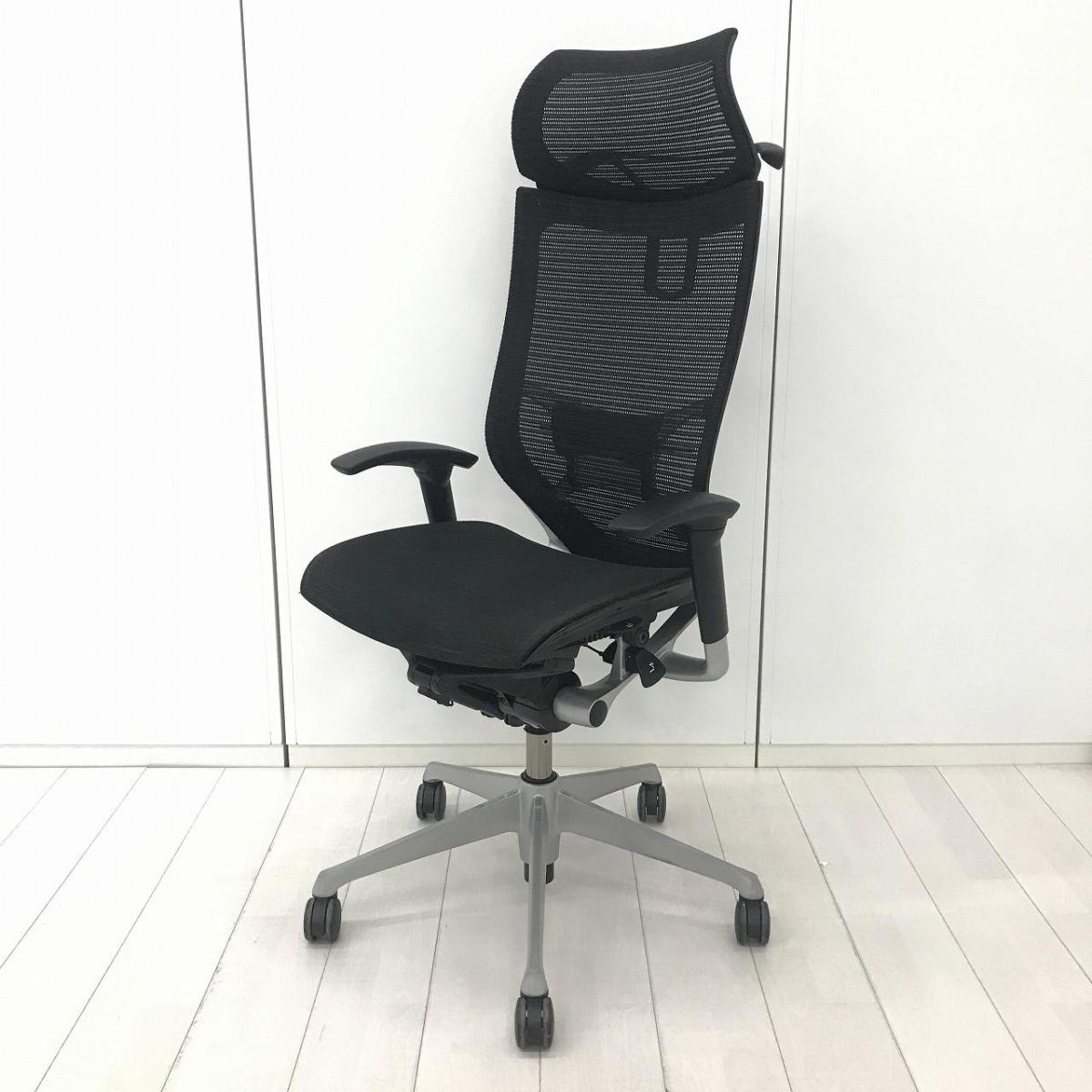 中古】バロンメッシュチェア オカムラ/okamura 肘付ハイバックチェア 
