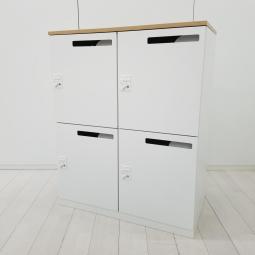 【フリーアドレスの相棒!ダイヤル錠タイプの4人用メールロッカー!】■コクヨ(KOKUYO)製 エディア(EDIA)シリーズ 4人用ロッカー パーソナルロッカー H1120㎜ ■投函口付 ■ダイヤル錠 ■ホワイト 【弊社使用欄:A01077853】