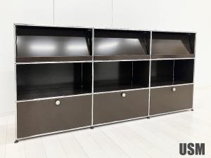 USMハラー　3列3段キャビネット　USMブラウ　マガジンラック ドロワー付 ソフトクローズ　AGOPEX　D350