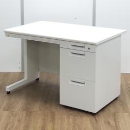 プラス製　LEED　ホワイト　W1100xD700xH700サイズ　シリンダー　収納執務兼用！　お求めやすい定番商品です！　片袖机！！