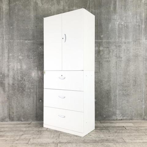 【中古】QUWALL  生興 ハイキャビネット／両開き＋3段ラテラル