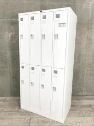 【関西倉庫在庫品】【上下2段で省スペースに収納！　多人数使用で空間を有効活用できる人気8人用ロッカー！】■ウチダ(UCHIDA)製　システムロッカーNSシリーズ　8人用更衣ロッカー　■ホワイト　■ダイヤル錠　■4列×2段　■ダイヤル錠　※非常解除キーは付属ございません。
