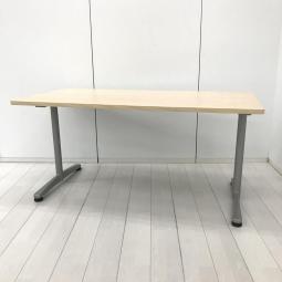 【定価約8万円】【オシャレなナチュラル天板のミーティングテーブル】■内田洋行/ST-3100　■ナチュラル　シルバー脚　■T字脚タイプ　■W1500 D750 H700【2～4名様でのご利用におすすめ】