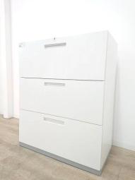 【在庫入替品】【2台限定価格！】【定価約12万円】【フラットで美しいデザインとホワイトカラー3段ラテラル書庫】■イナバ　リベスト　3段ラテラル書庫　おつとめ品【T7】