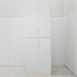 【観音開きですべての書類を見渡せ、必要な書類がラクに取り出せる！人気の書庫セット！】■コクヨ（KOKUYO）製　エディア（EDIA）シリーズ　上下両開き書庫セット　ハイキャビネット　■シリンダー錠　■ホワイト
