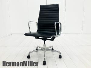 HermanMiller/ハーマンミラー　イームズ アルミナム エグゼクティブチェア　黒　本革　ハイバック