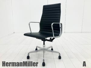 A)HermanMiller/ハーマンミラー　イームズ アルミナム エグゼクティブチェア　黒　本革　ハイバック
