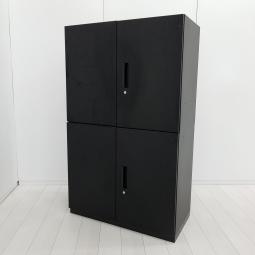 【収納物を見渡しやすい定番の両開き書庫！A4ファイルも楽々収納！】■プラス(PLUS)製　両開き+両開き書庫セット　W900×D450×H1490mm　■シリンダー錠　■ブラック