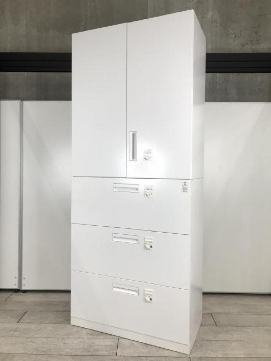 在庫4台　美品　システム収納 エディア ホワイトキャビネット 中古】エディア BWUH-SUD59SAWNN / BWU-LR3AD59SAWN3 コクヨ/KOKUYO