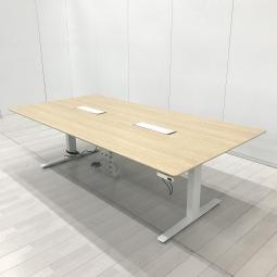 【電動で高さ調整可能・立ち姿勢を取り入れた新しいワークスタイルへ！】■オカムラ（okamura）製　スイフト（Swift）シリーズ　昇降テーブル　平机　W1200×D700×H700～1250㎜　■配線口あり　■天板：木目ナチュラル・L脚：ホワイト【ABW商材】【関東倉庫在庫品】【弊社使用欄：A01070230】
