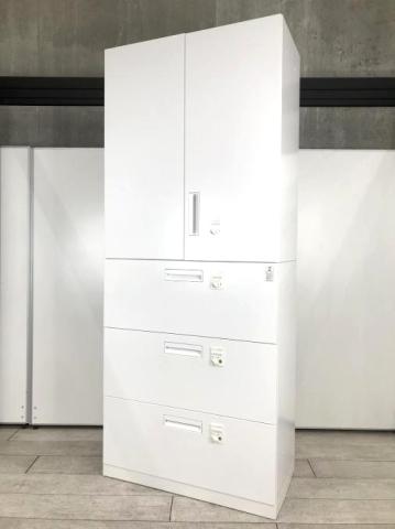 【☆鍵の持ち運び不要!人気のダイヤル錠タイプ!】■コクヨ エディアシリーズ 両開き+3段ラテラル 上下書庫セット ホワイト ■省スペースに大量収納可能!ハイキャビネット!【KOKUYO EDIA】