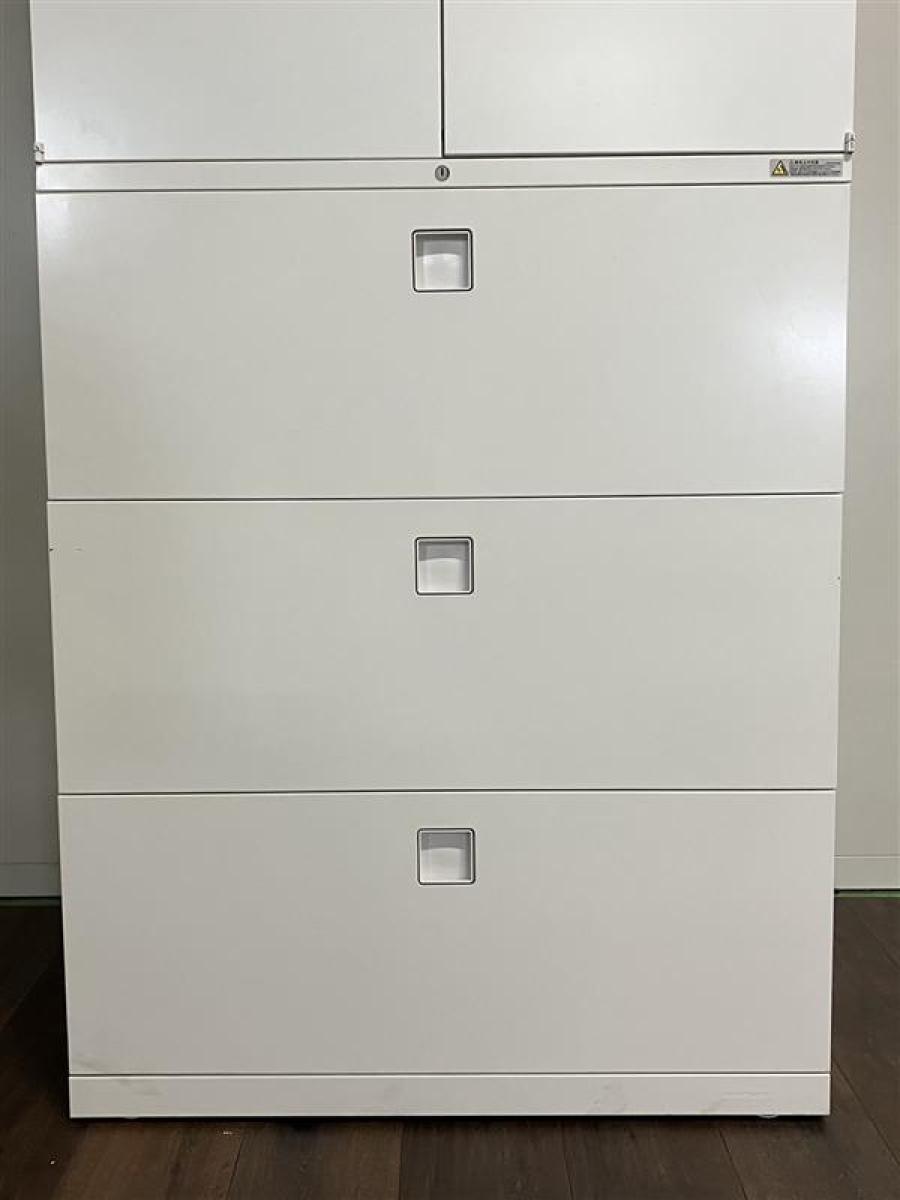 中古】レクトライン オカムラ/okamura ハイキャビネット／両開き＋3段