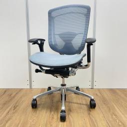 【西】【1脚限定】オカムラ製　コンテッサシリーズ　ライトブルー　メッシュ仕様　ランバーサポート　ポリッシュ脚