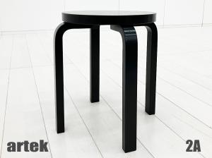 ２A)artek/アルテック スツール60 アルヴァ・アールト 北欧 フィンランド ブラックラッカー