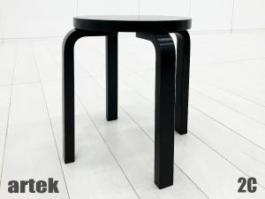 ２C)artek/アルテック　スツール60　アルヴァ・アールト　北欧　フィンランド　ブラックラッカー