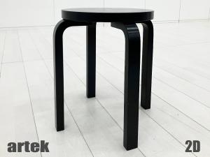 ２D)artek/アルテック スツール60 アルヴァ・アールト 北欧 フィンランド ブラックラッカー