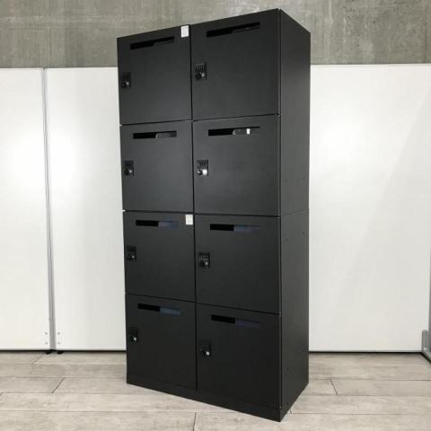 【シックなブラックのモバイルロッカー!8人分の収納が可能!】■イトーキ(ITOKI) 製 サフィ (suffi) シリーズ 8人用パーソナルロッカー ■投函口付 ■ダイヤル錠 ■ブラック【8×8】【関東倉庫在庫品】【弊社使用欄:A01075244】
