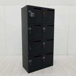 【スペースを無駄なく活用できるモバイルロッカー！】■オカムラ　ピクスラインシリーズ　8人用パーソナルロッカー　ダイヤル錠　投函口付　ブラック　■これ1台で8人分の収納可能！人気のメールロッカー！スタッフ増員や拠点開設に！【Okamura　Pixline】