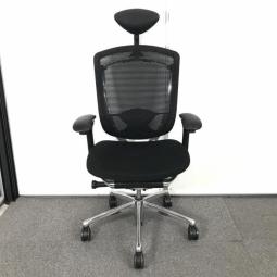 ☆人気のヘッドレスト付！【最上位機種にふさわしい上質な座り心地！】■オカムラ　コンテッサチェア　ブラック　可動肘・ランバーサポート付　■人間工学に基づいた快適な座り心地を実現！【Okamura　Contessa】