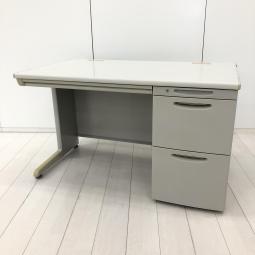 【3段引き出し一体型で圧倒的な収納力！平机＋ワゴンセットの定番商品！】■オカムラ製 (okamura) 　SDシリーズ　片袖机　幅1200㎜　■シリンダー錠　■ライトグレー
